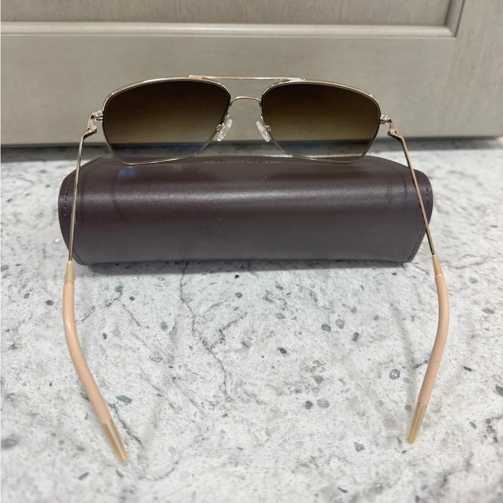 OLIVER PEOPLES Clifton 5035/85 Rectangle Sunglasses Gold Frame NEW AUTHENTIC - Picture 7 of 14